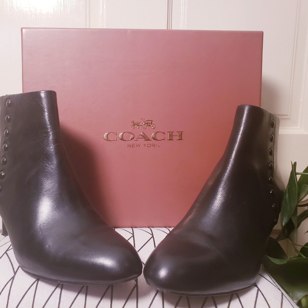 Coach Hickory Soft Shine Calf Leather Booties